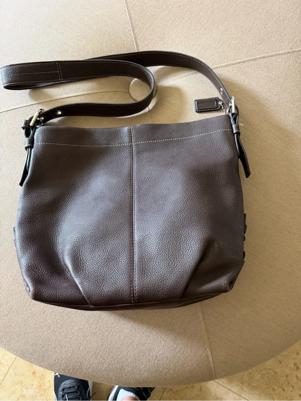 Coach Brown Pebbled Leather Hobo Bag